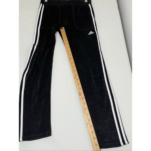 ADIDAS Girls Youth Black Wht Stripe Velour Velvet Sweatpants Track Pant Sz XL/16 - Picture 6 of 9